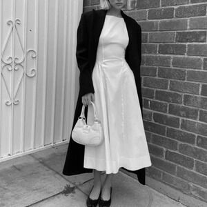 NEW Helsa Stretch Cotton Sateen Midi Dress in White | size S